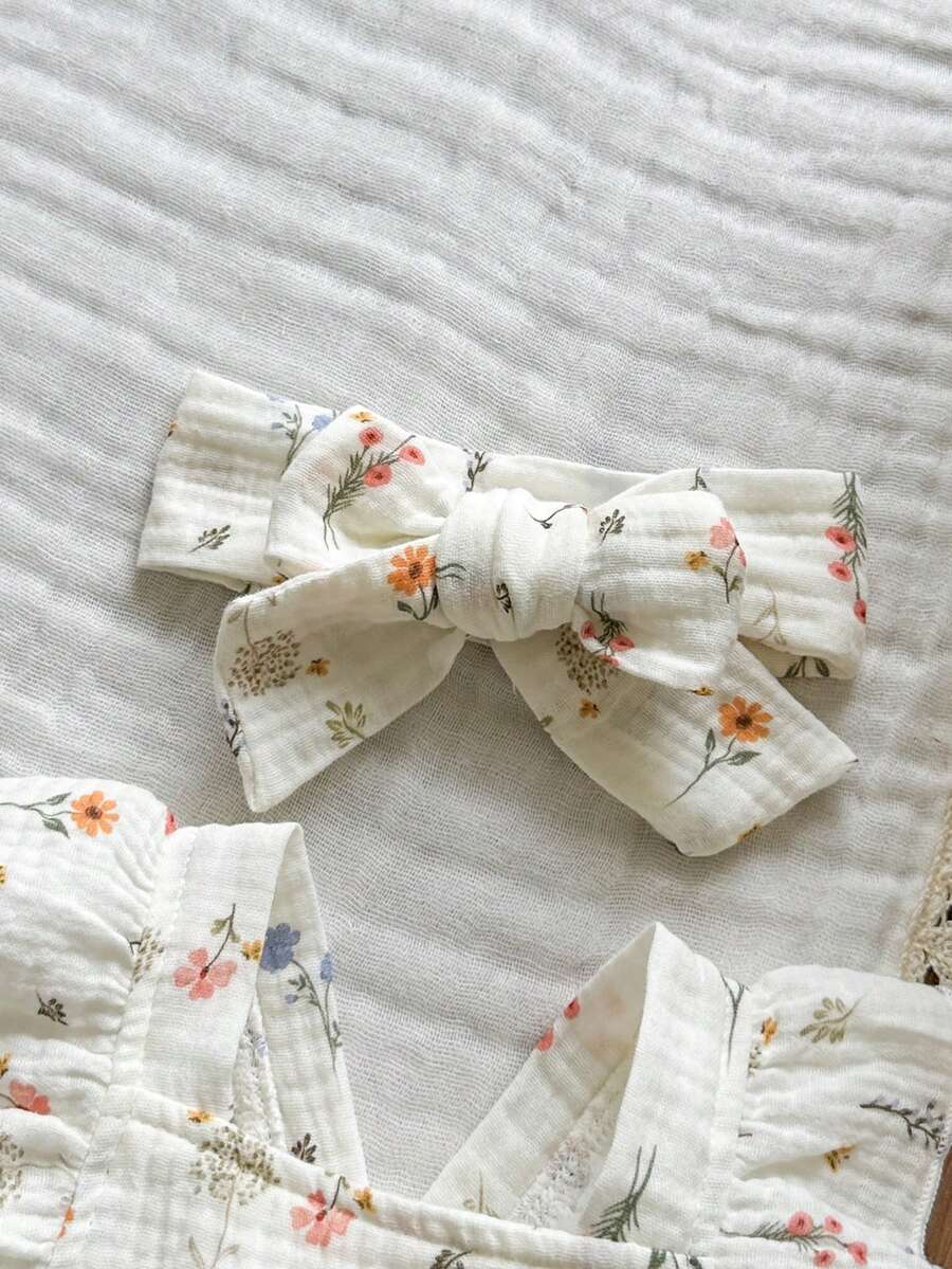 Baby Floral Print Sleeveless Jumpsuit for Casual Summer Daily Wear and Outings