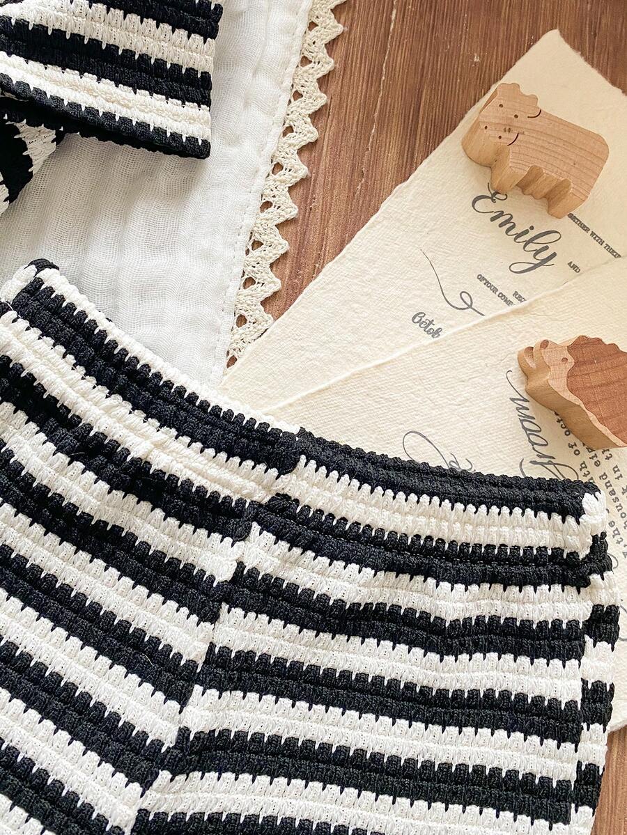 Infant Baby Boy Green White Striped Waffle Knit Polo Shirt and Shorts 2 Piece Casual Outfit Set