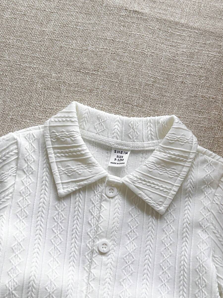 Infant Baby Boy Green White Striped Waffle Knit Polo Shirt and Shorts 2 Piece Casual Outfit Set