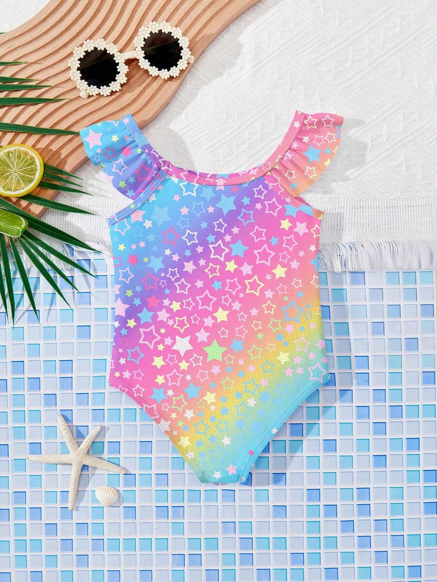 Baby Girls Leopard And Tropical Floral Swimsuit Sleeveless Beach Vacation Outfit