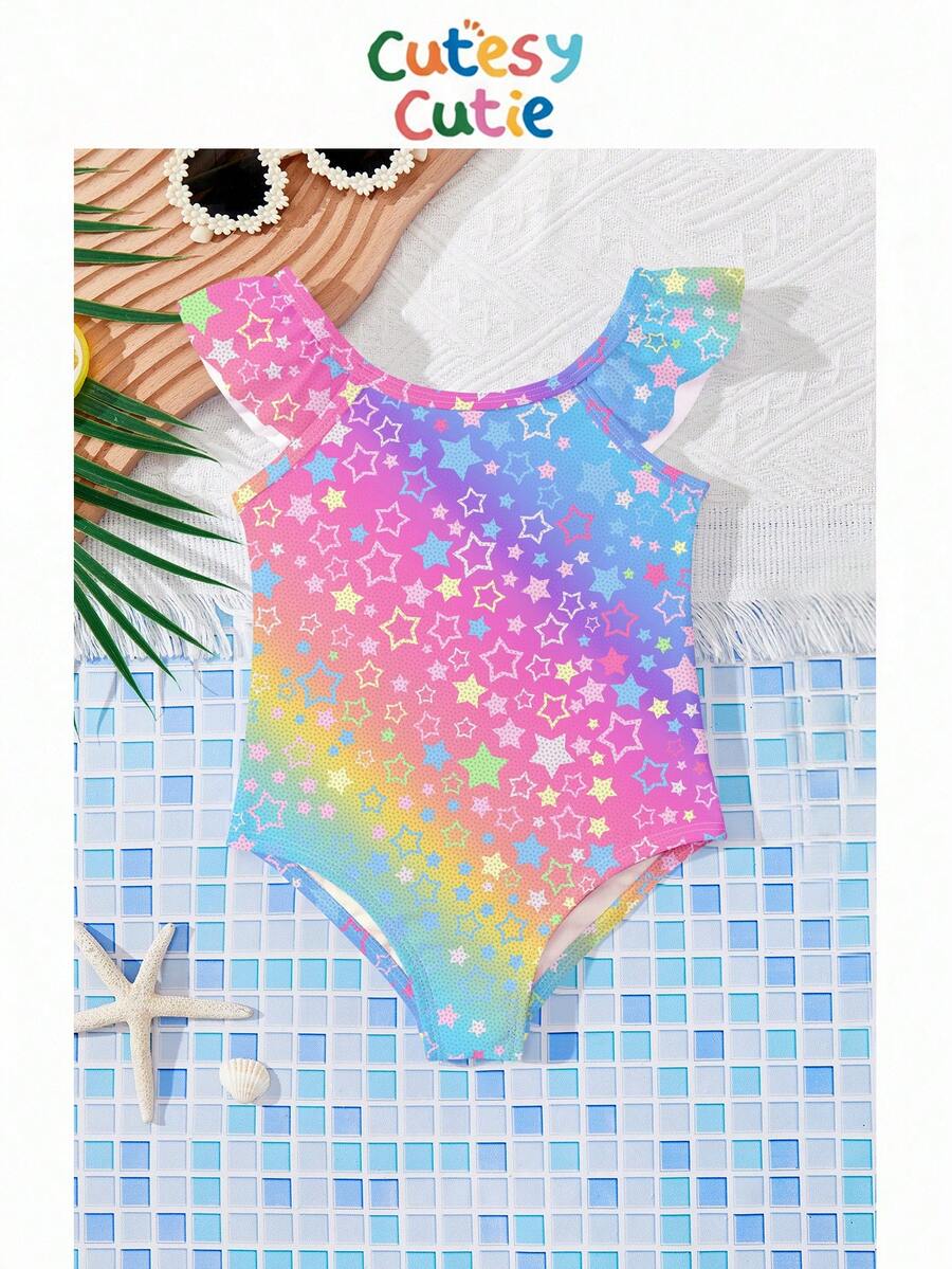 Baby Girls Leopard And Tropical Floral Swimsuit Sleeveless Beach Vacation Outfit