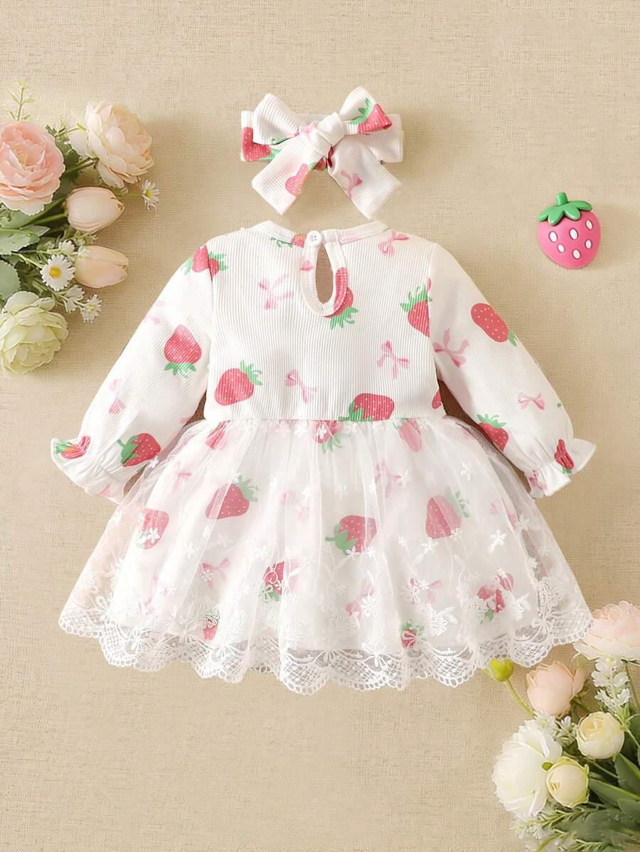 Baby Embroidered Mesh Dress and Headband Set for Elegant Outdoor Photoshoots and Special Occasions
