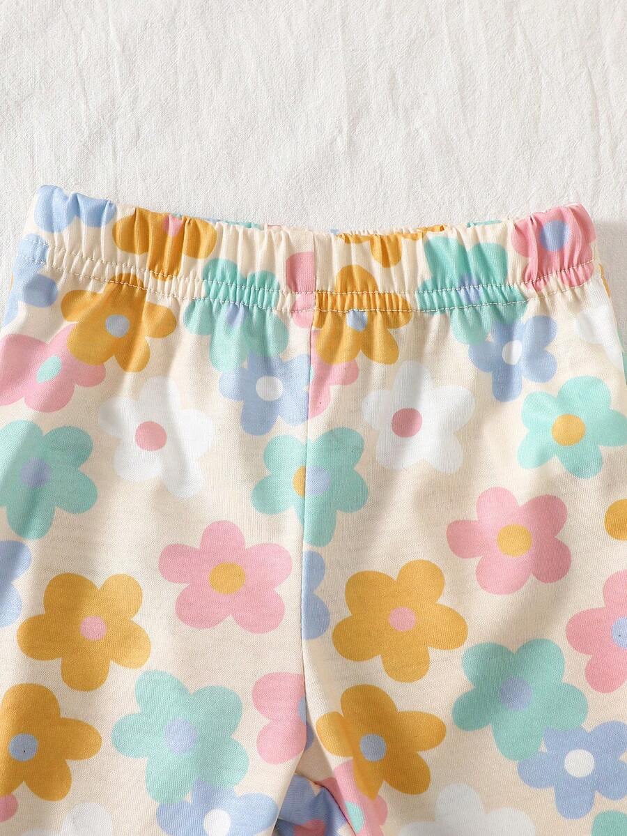 Baby Girl Strawberry Print T Shirt and Pants Set for Cute Summer Daily Wear