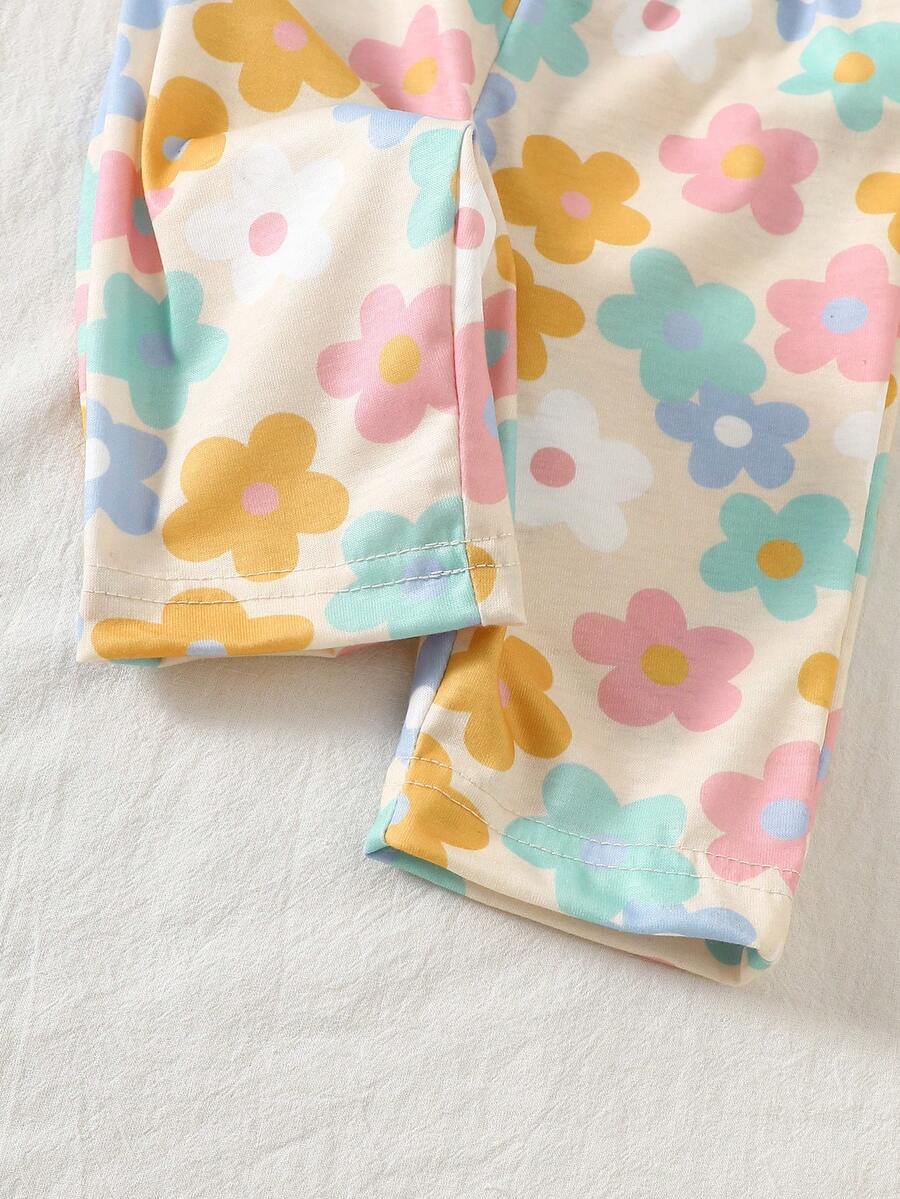 Baby Girl Strawberry Print T Shirt and Pants Set for Cute Summer Daily Wear