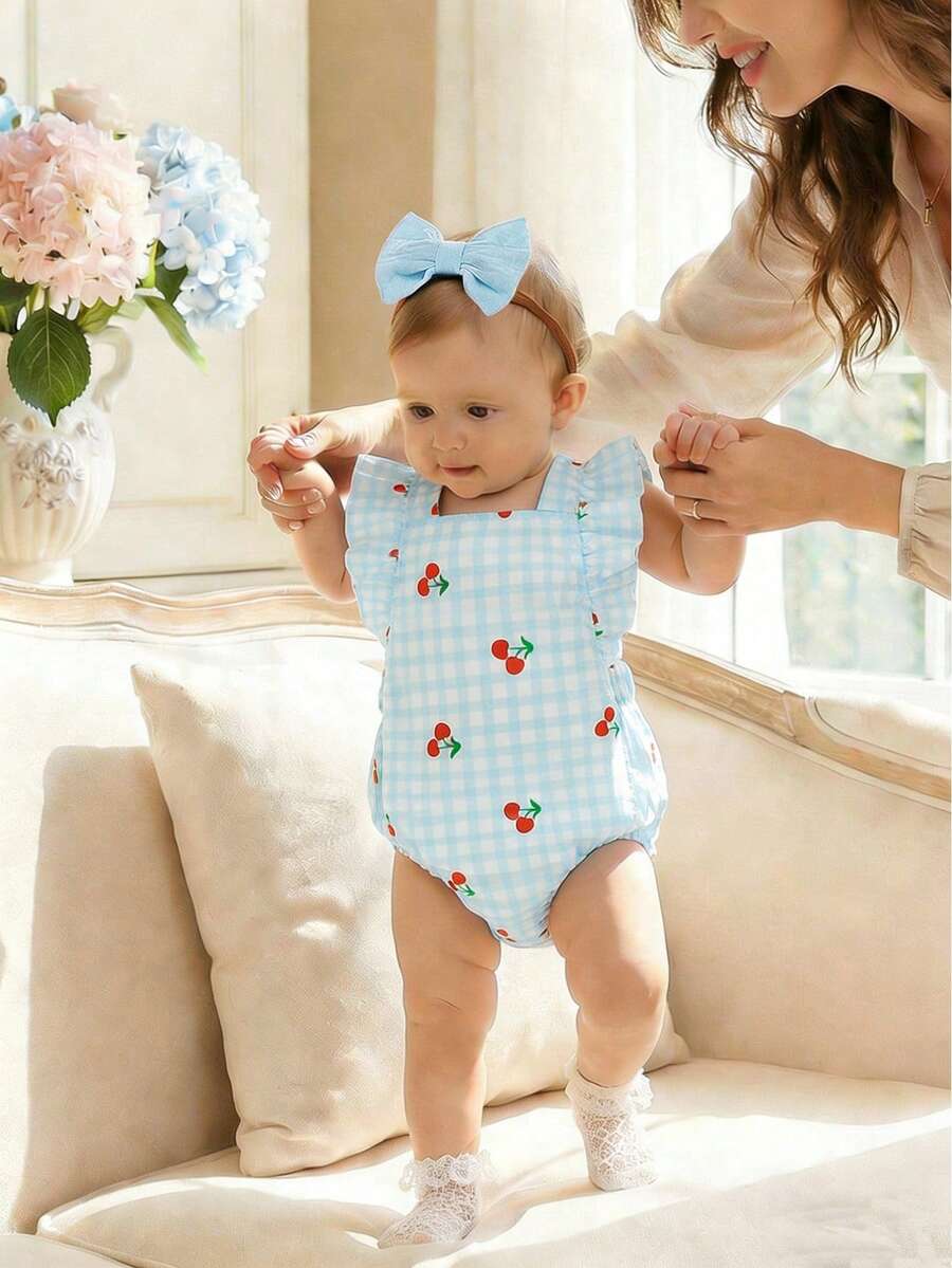 Baby Floral Print Sleeveless Jumpsuit for Casual Summer Daily Wear and Outings