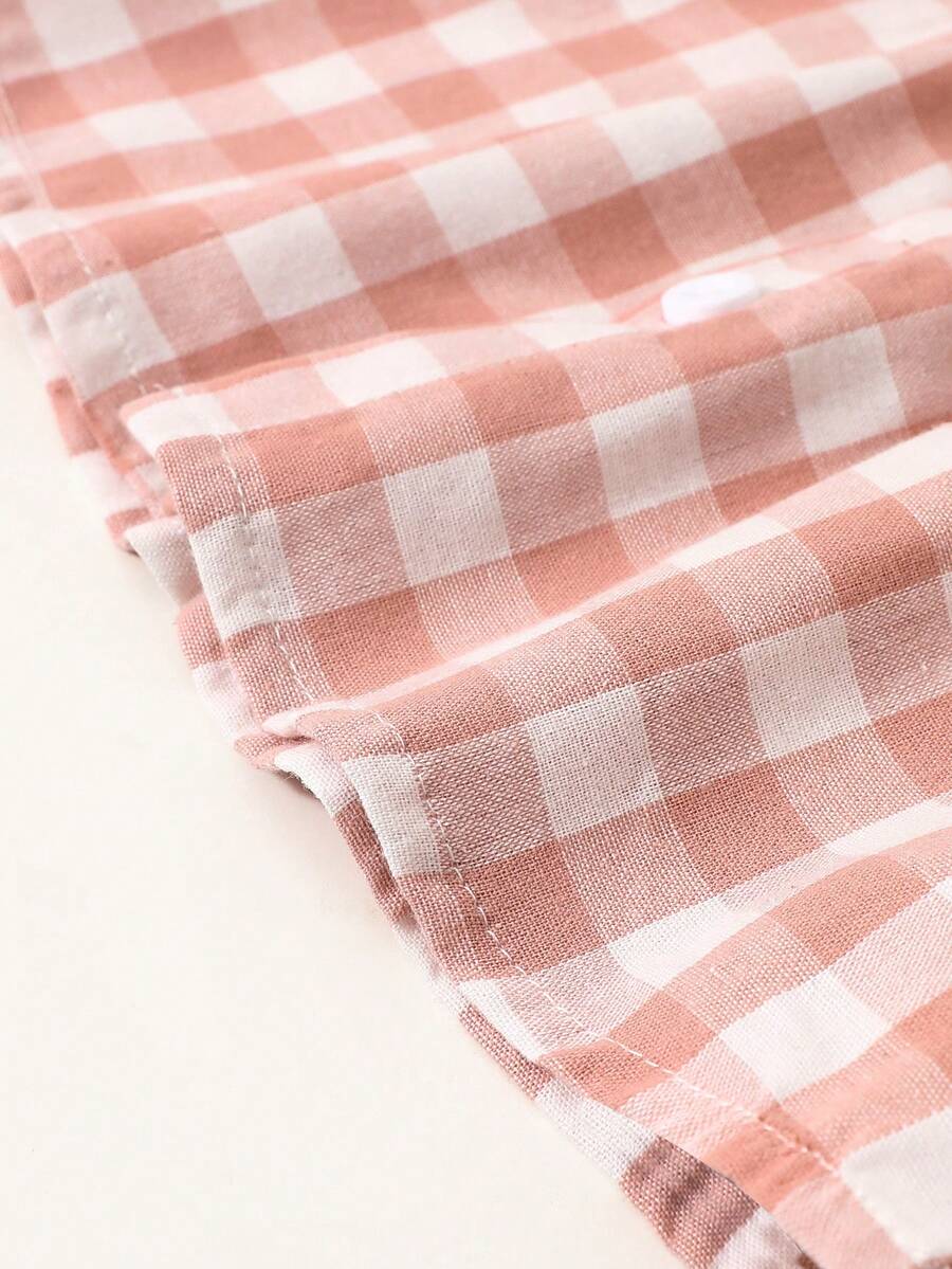 Baby Green Gingham Daisy Print Outfit Set for Cute Summer Daily Wear and Outings