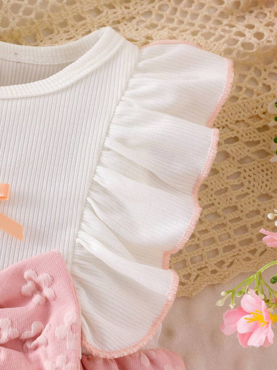 Baby Girl Brown Bowknot Sleeveless Puffy Dress for Casual Fall Outings