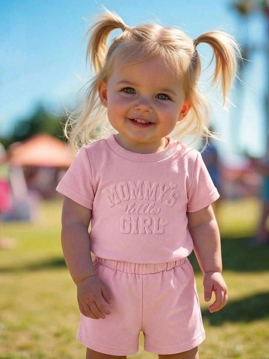 Classic Everyday Shorts Set For Baby Girls With Daddy's Girl T Shirt