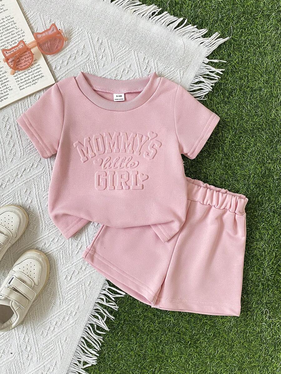 Classic Everyday Shorts Set For Baby Girls With Daddy's Girl T Shirt