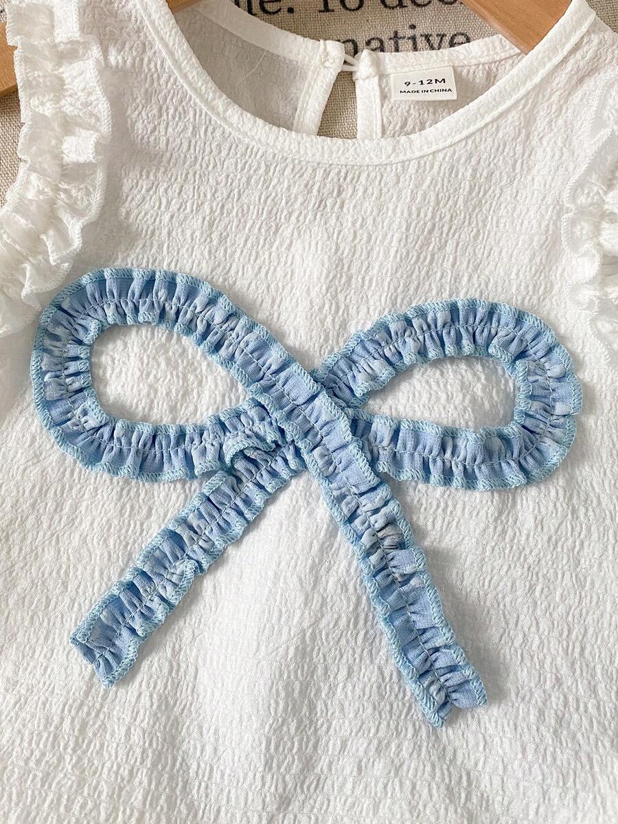 Cute Two Piece Summer Clothing Set For Little Girls Jacquard Style