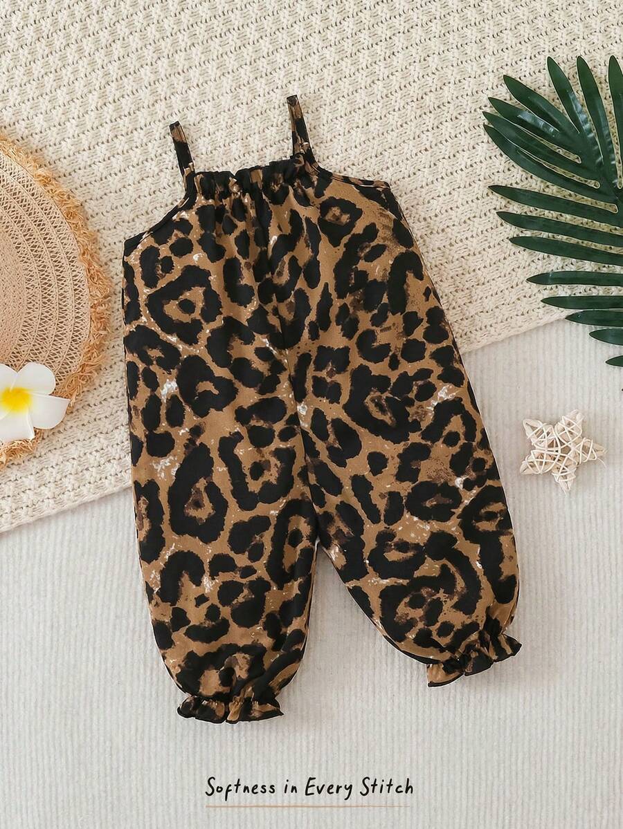 Baby Girl Casual Spaghetti Strap Jumpsuit Cute Sleeveless Summer Vacation Outfit For Newborn Infant Toddler Girls