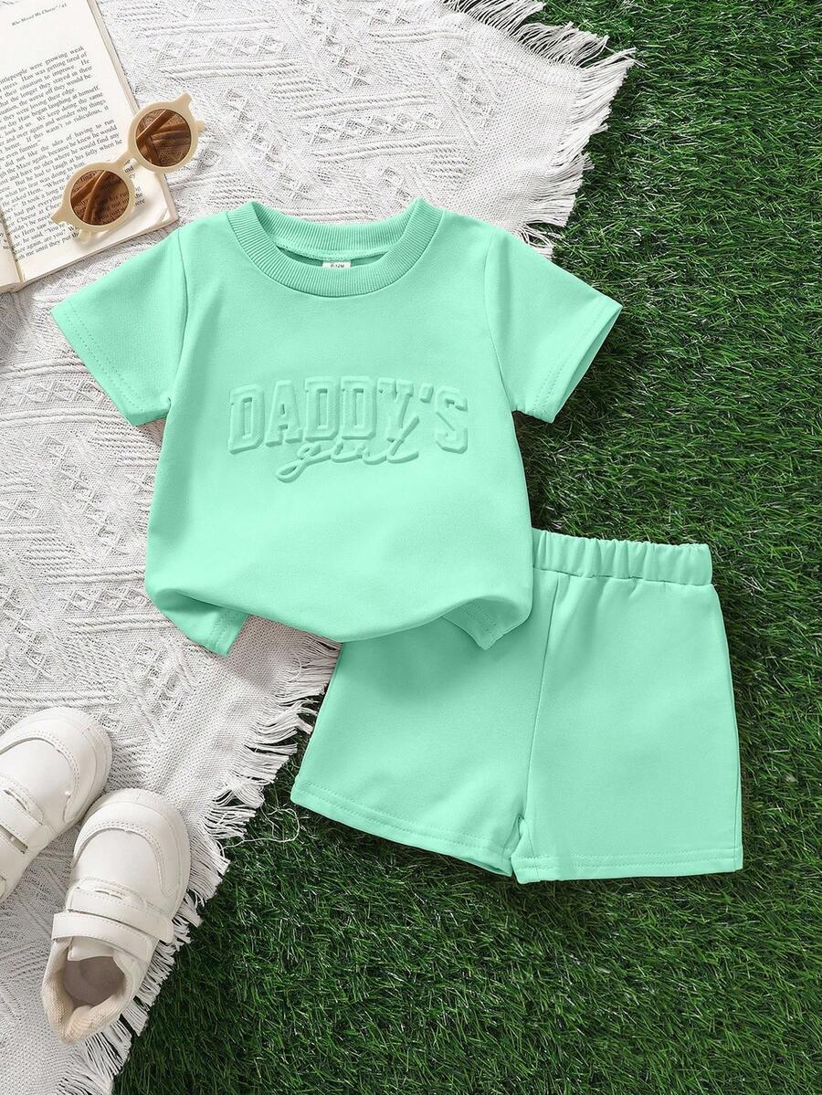 Classic Everyday Shorts Set For Baby Girls With Daddy's Girl T Shirt