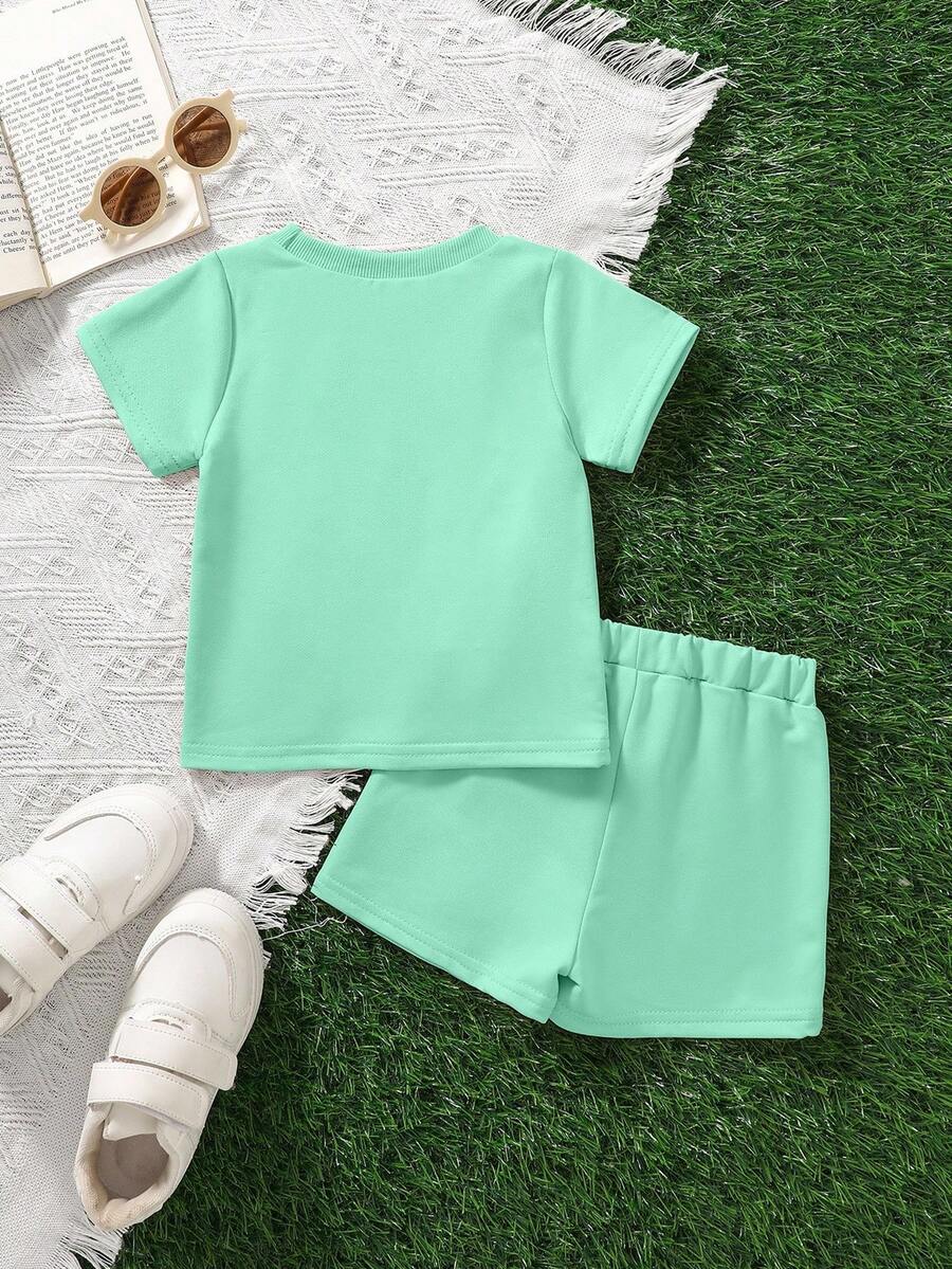 Classic Everyday Shorts Set For Baby Girls With Daddy's Girl T Shirt