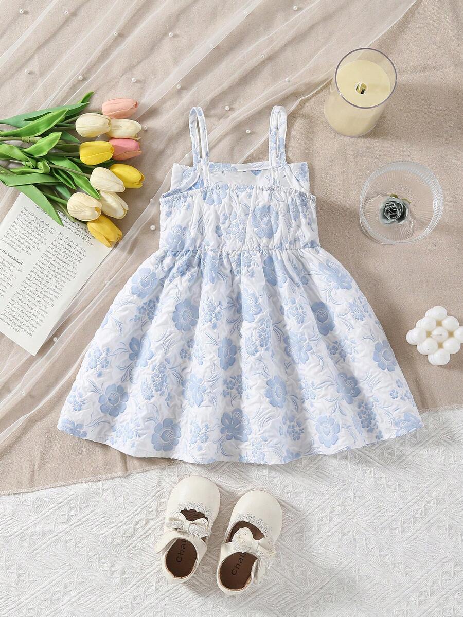 Toddler Girl 1-Piece Sleeveless Dress with Bow Decor for Summer