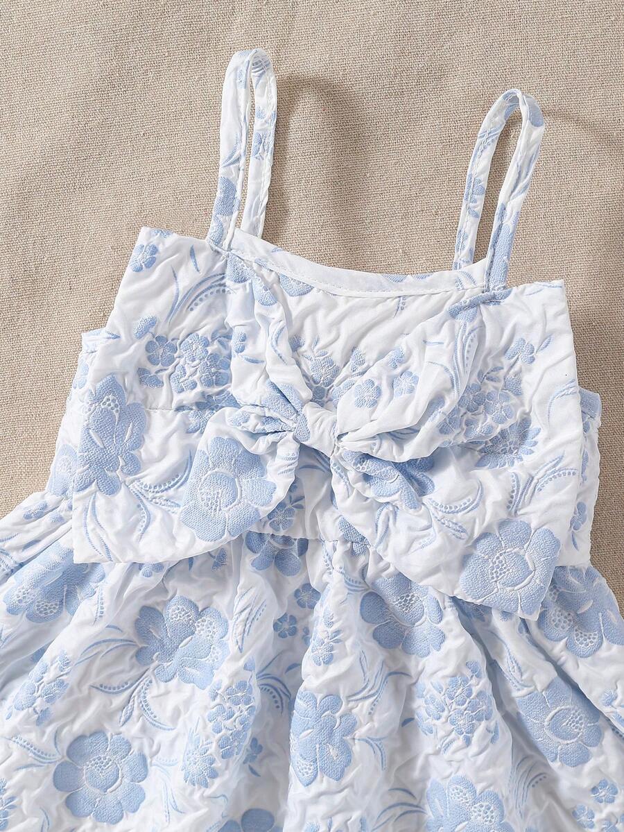 Toddler Girl 1-Piece Sleeveless Dress with Bow Decor for Summer