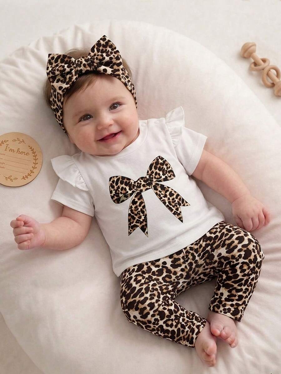 Baby Girl Strawberry Print T Shirt and Pants Set for Cute Summer Daily Wear