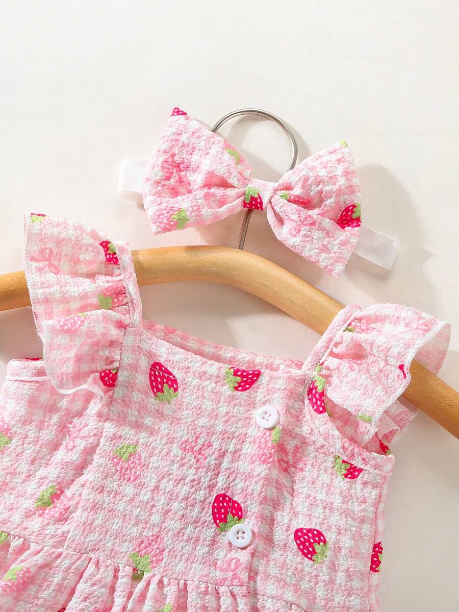 2PCS Baby Watercolor Floral Dress and Hairband Set for Cute Summer Outings