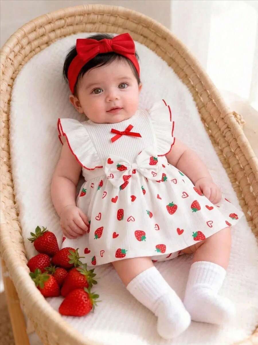 Baby Lace Collar Pink Bow Dress for Elegant Retro Summer Wear