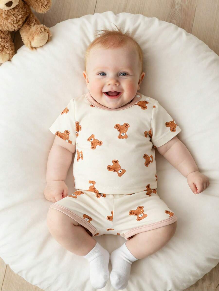 2PCS Baby Boy Coconut Tree Top and Dinosaur Shorts Set for Cute Summer Daily Wear