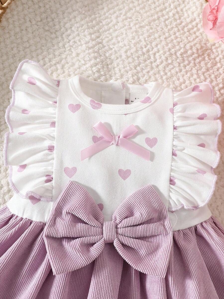 Baby Lace Collar Pink Bow Dress for Elegant Retro Summer Wear