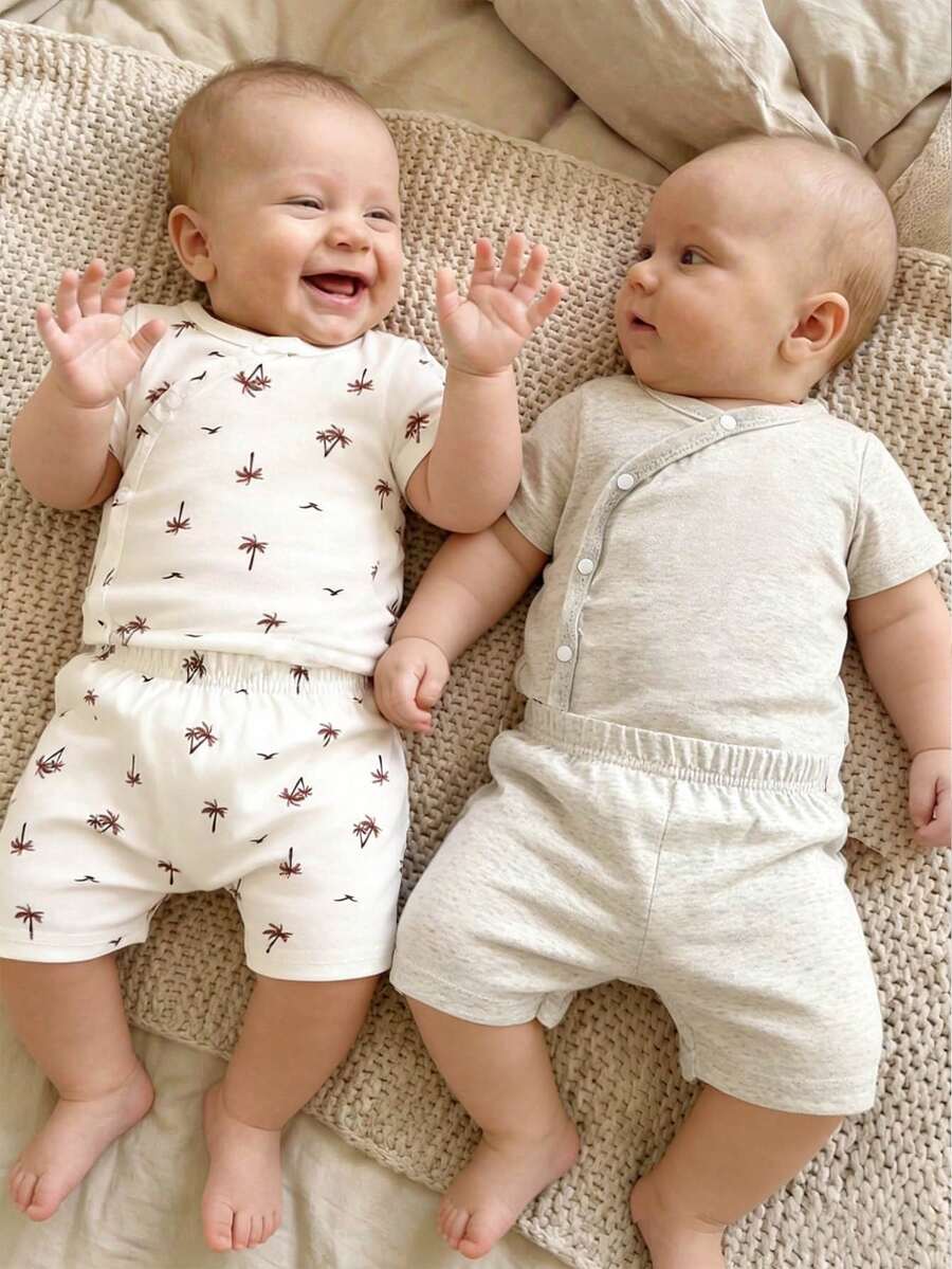 Baby Lion Print Romper and Shorts Set for Daily Wear and Photoshoots