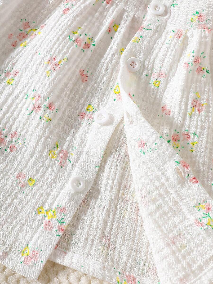 Baby Daisy Print Ruffled Hem Dress for Cute Summer Daily Wear