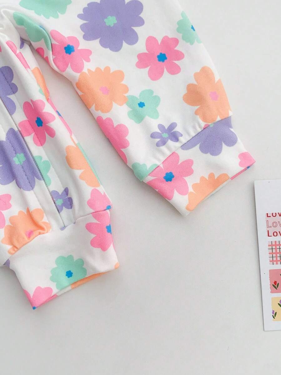 Floral Knitted Short Sleeve Jumpsuit Set for Cute Summer Daily Wear