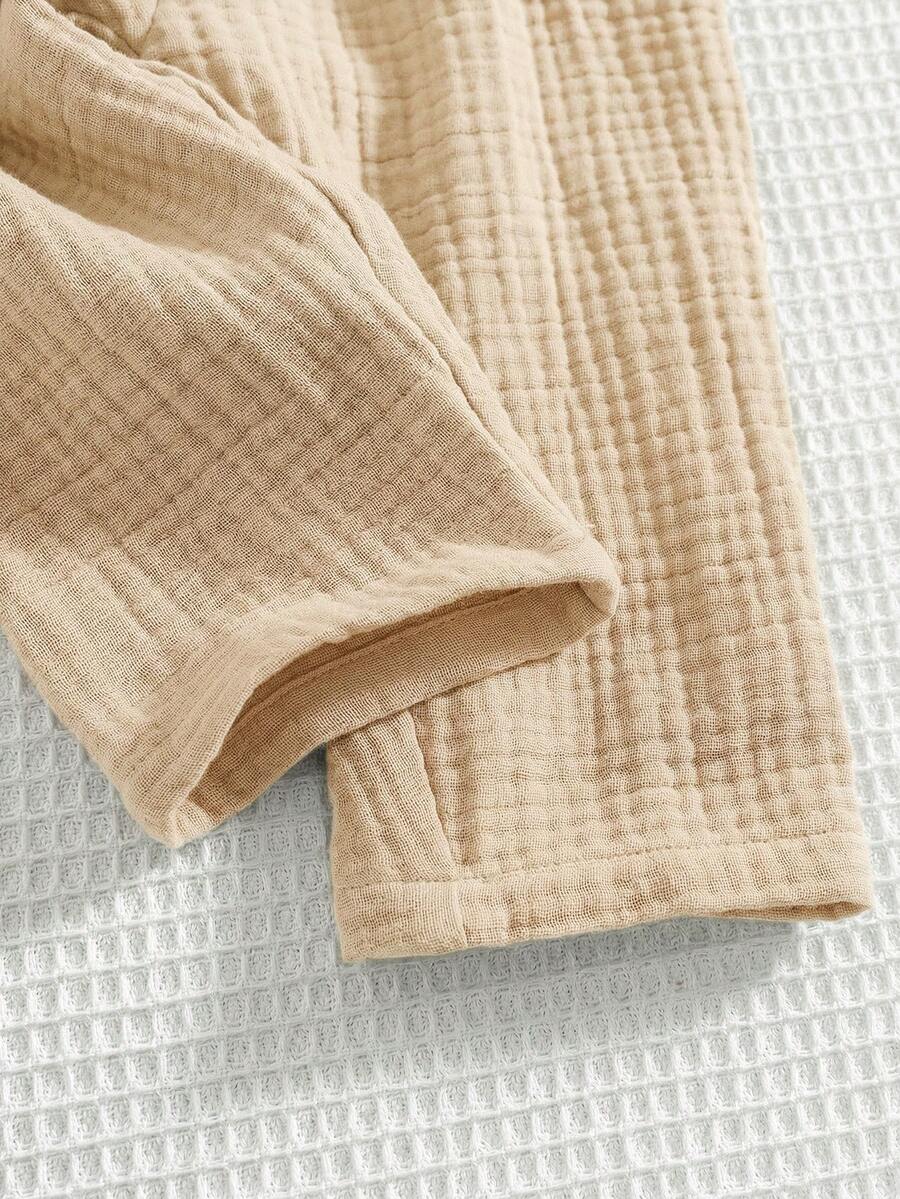 Unisex Newborn Baby Apricot Striped Sleeveless Romper Casual Spring Summer Vacation Outfit