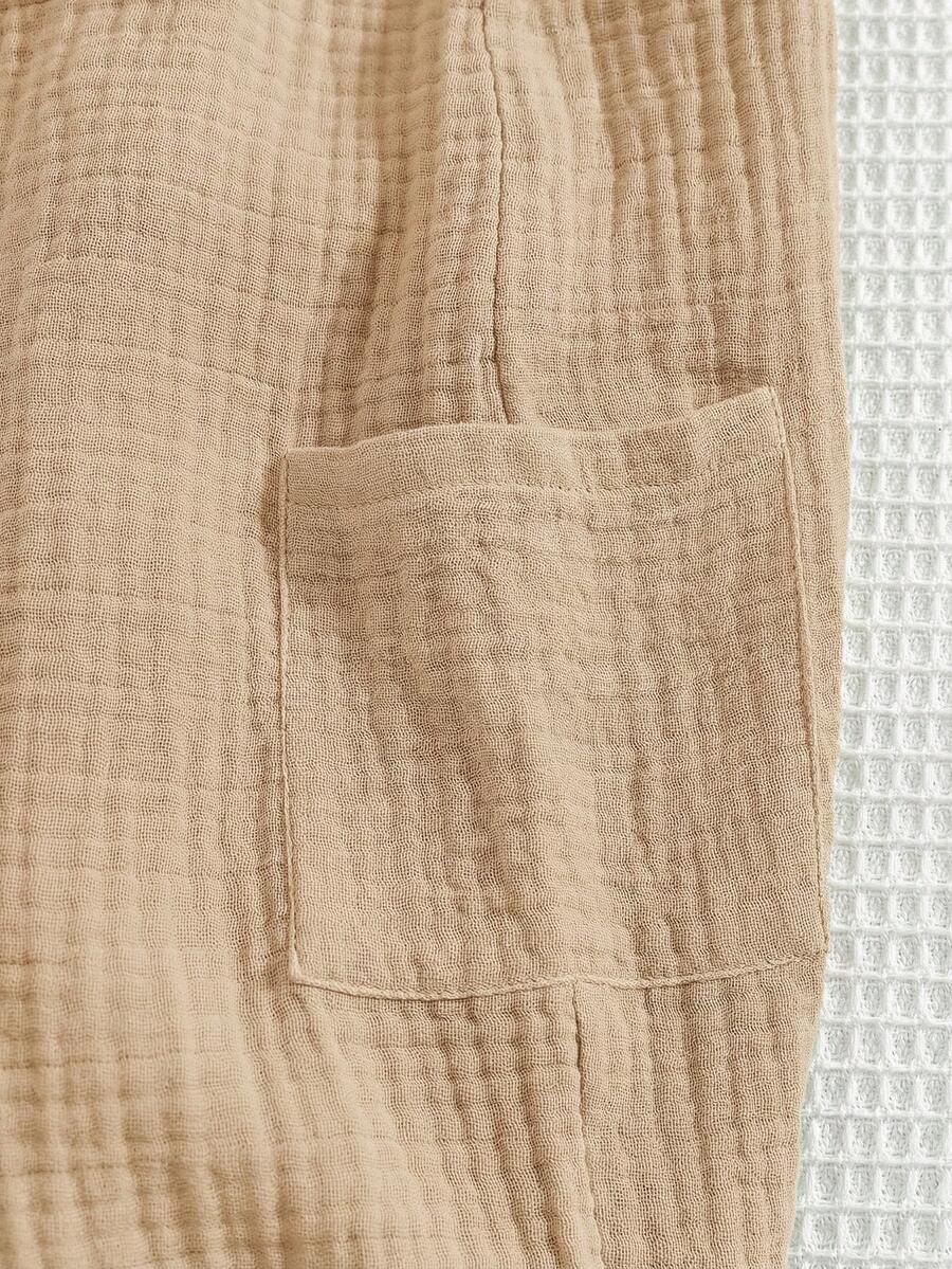 Unisex Newborn Baby Apricot Striped Sleeveless Romper Casual Spring Summer Vacation Outfit