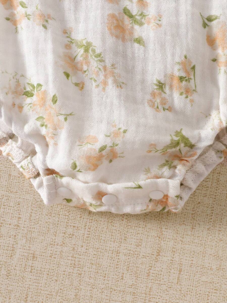Baby Floral Print Sleeveless Jumpsuit for Casual Summer Daily Wear and Outings