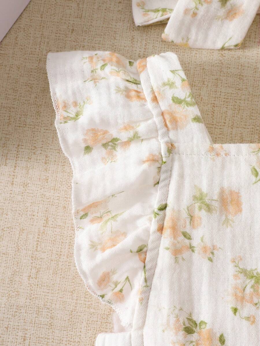 Baby Floral Print Sleeveless Jumpsuit for Casual Summer Daily Wear and Outings