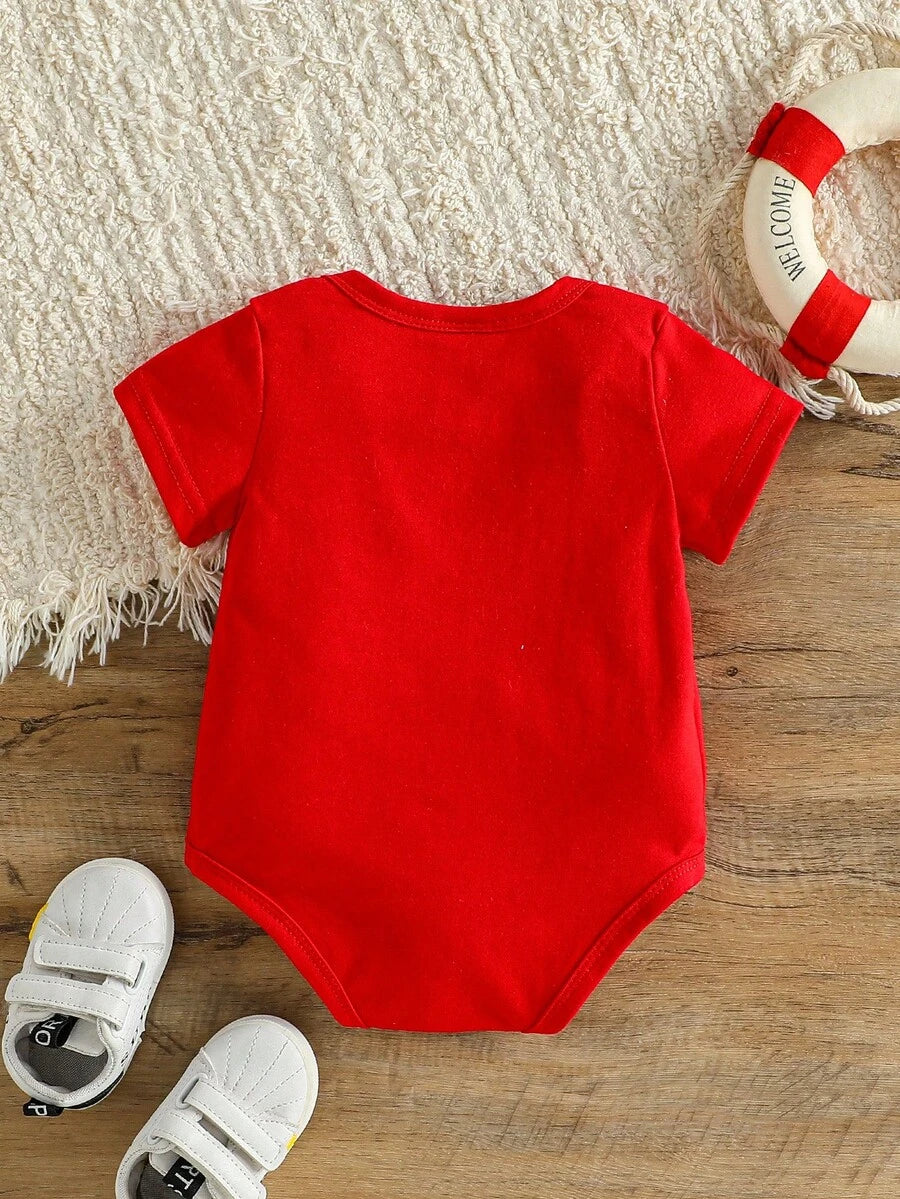 Unisex Newborn Baby Letter Slogan Short Sleeve Bodysuit Neutral White Everyday Outfit