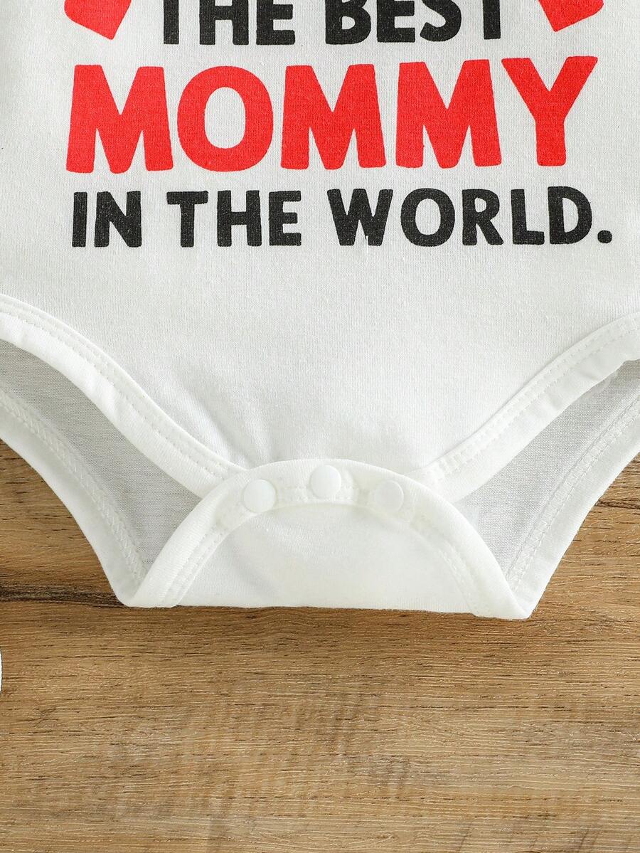 Unisex Newborn Baby Letter Slogan Short Sleeve Bodysuit Neutral White Everyday Outfit