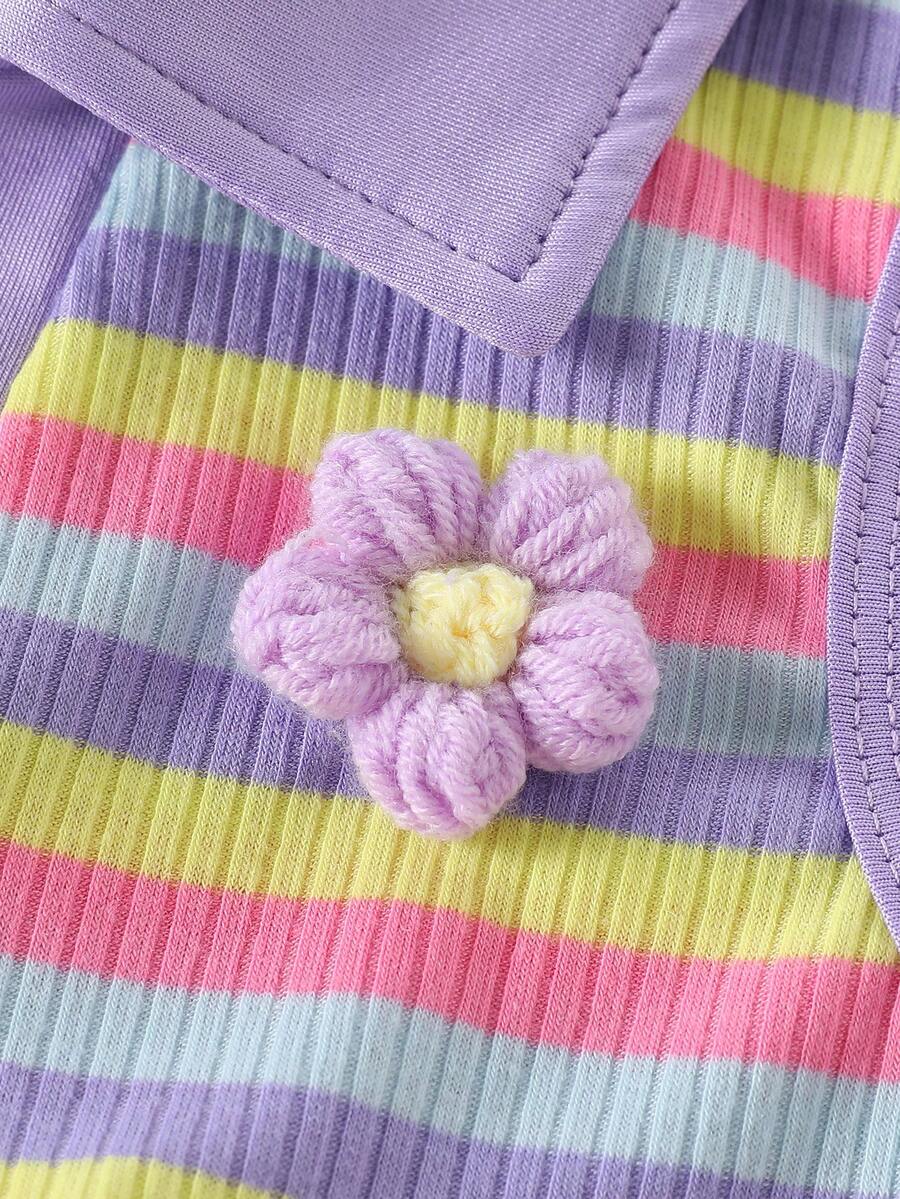 Toddler Girls Textured Knit Vest Top And Denim Skort Flower Embroidered Summer Outfit Set