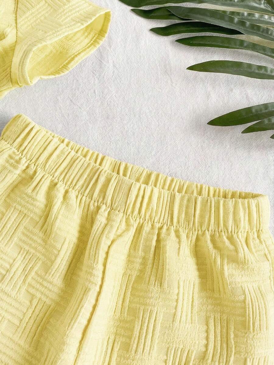 2pcs/Set Baby Boy Casual Striped Polo Collar Top & Shorts Summer Clothes