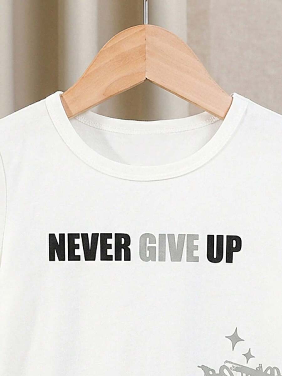 Baby Boy Letter Print T Shirt and Large Pocket Pants 2 Piece Casual Outfit Set for Spring Summer Autumn