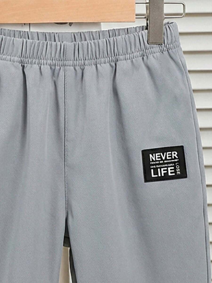Baby Boy Letter Print T Shirt and Large Pocket Pants 2 Piece Casual Outfit Set for Spring Summer Autumn
