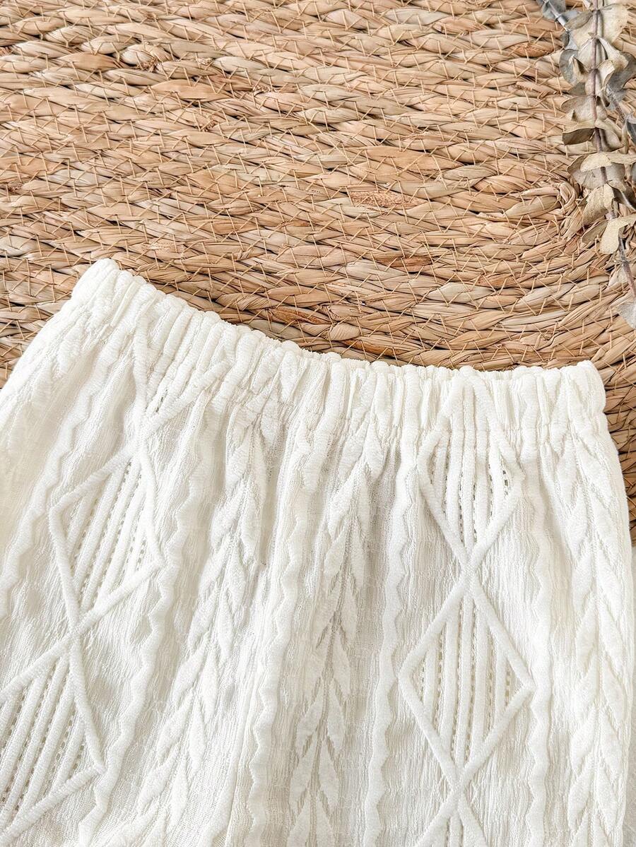 2PCS Baby Knitted Jacquard Shirt and Shorts Set for Casual Summer Outings