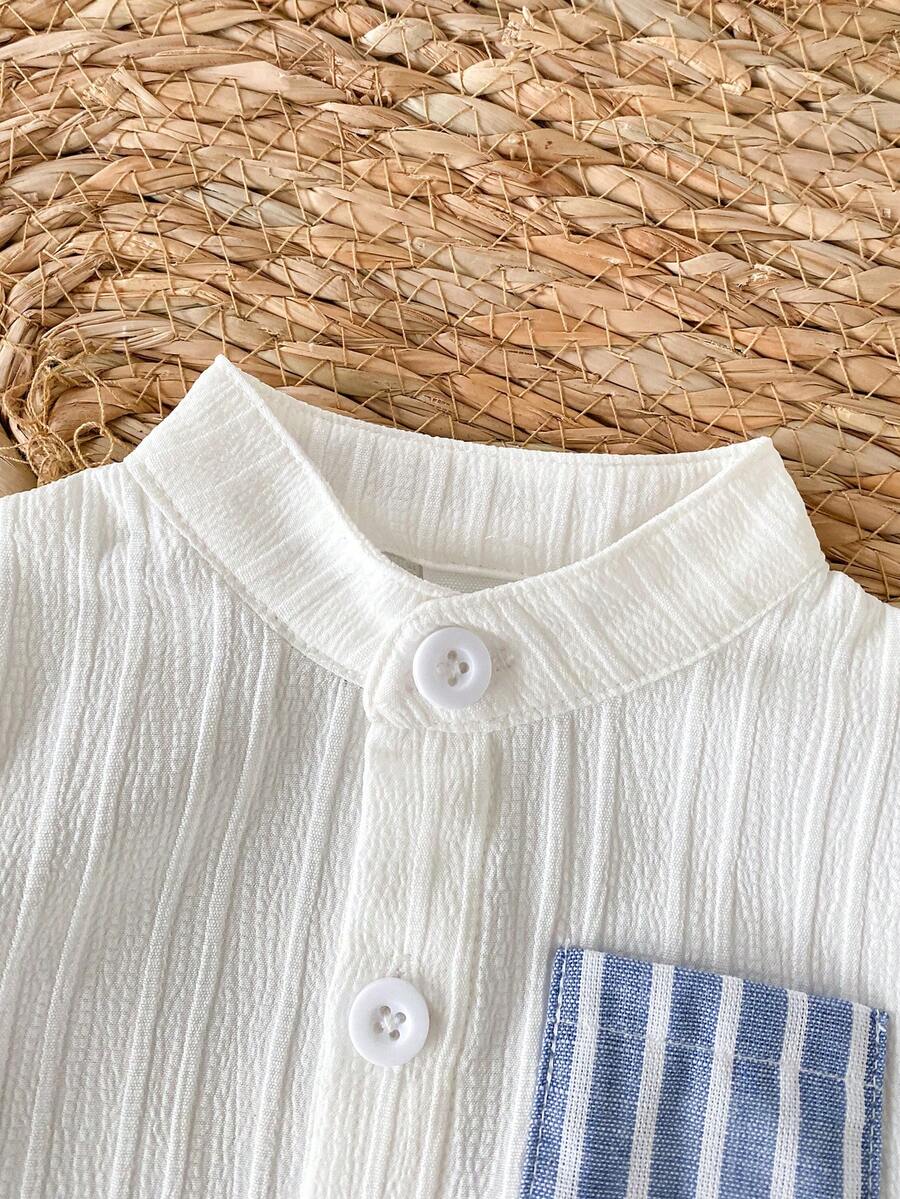 2PCS Baby Boy Gentleman Style Shirt and Shorts Set for Stylish Summer Daily Wear