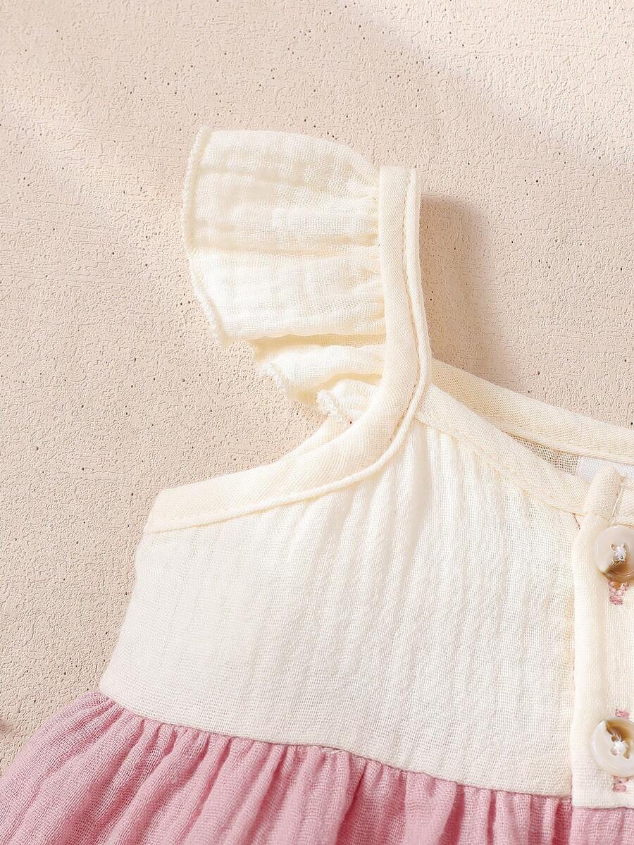 Baby Colorblock Ruffle Hem Dress for Cute Casual Daily Wear