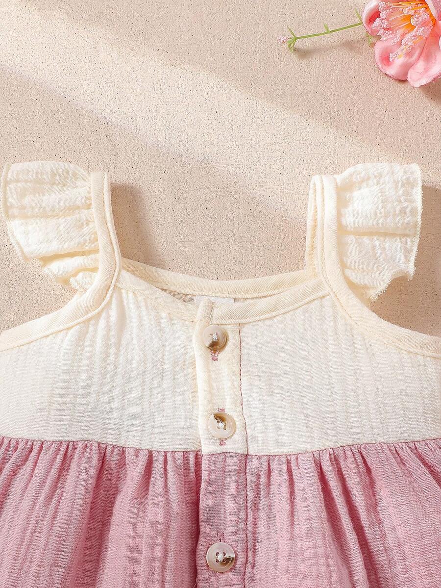 Baby Colorblock Ruffle Hem Dress for Cute Casual Daily Wear