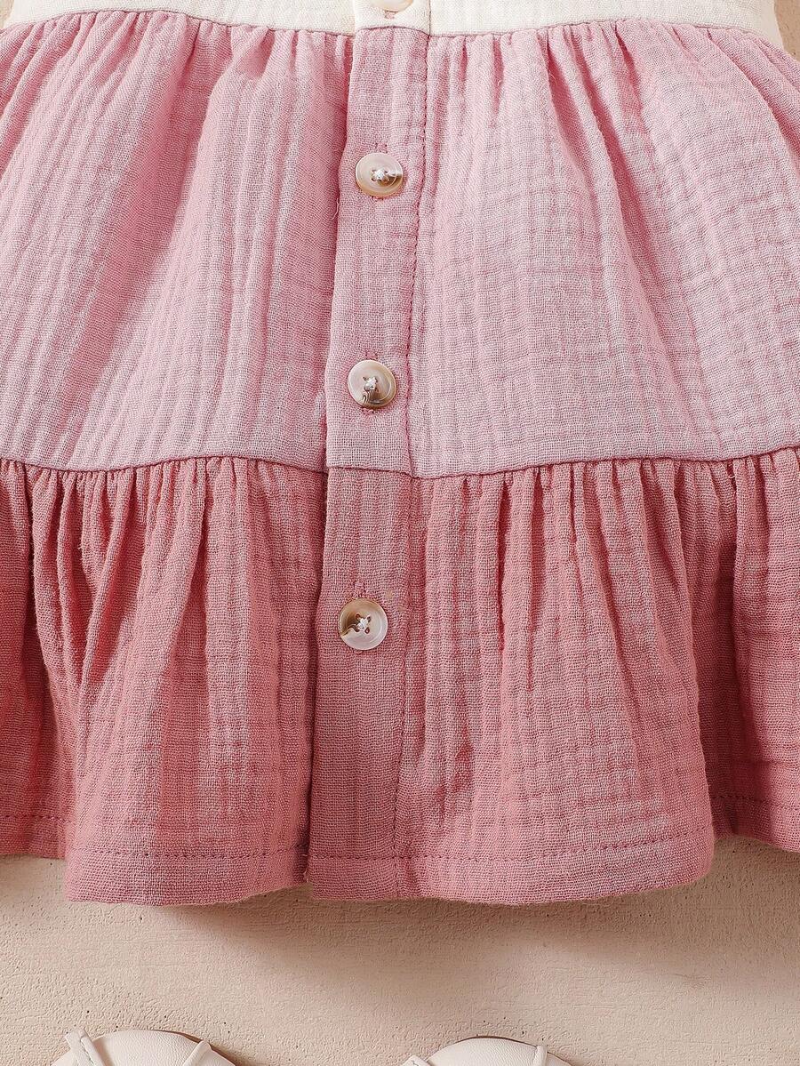 Baby Colorblock Ruffle Hem Dress for Cute Casual Daily Wear