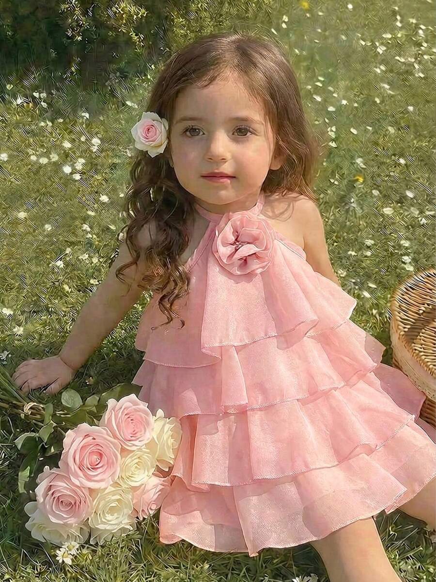 Toddler Girls Sleeveless Floral Sundress With Ruffle Detail Cute Party Wear