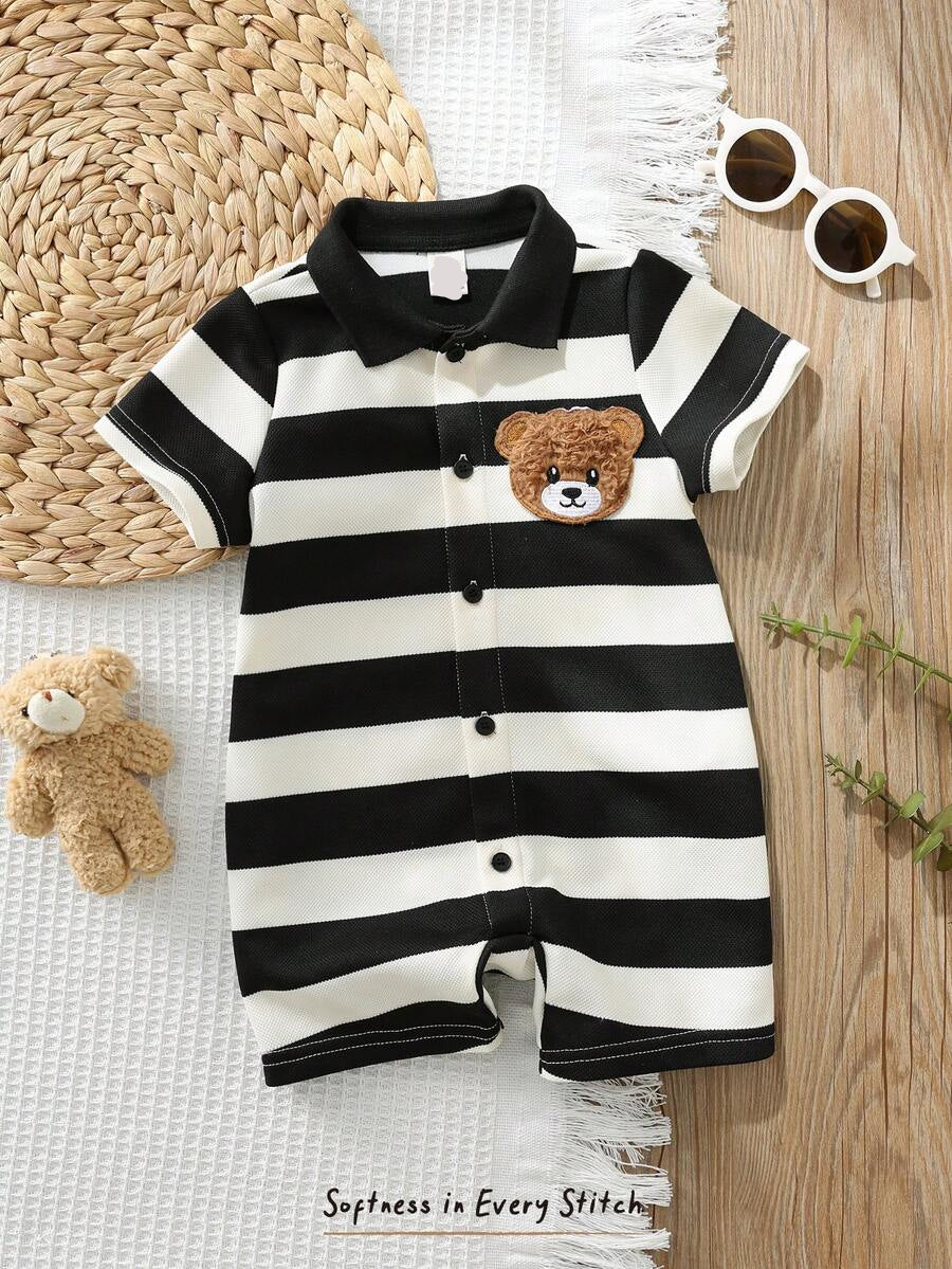 Baby Boy Plaid Short Sleeve Romper Formal Summer Outfit for Birthday Party Christening and Special Occasions