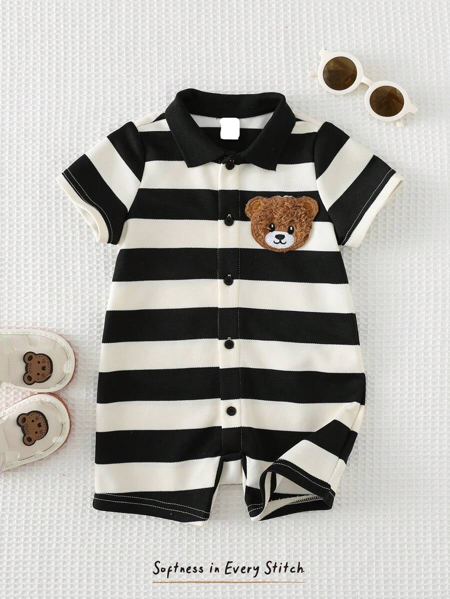 Baby Boy Plaid Short Sleeve Romper Formal Summer Outfit for Birthday Party Christening and Special Occasions