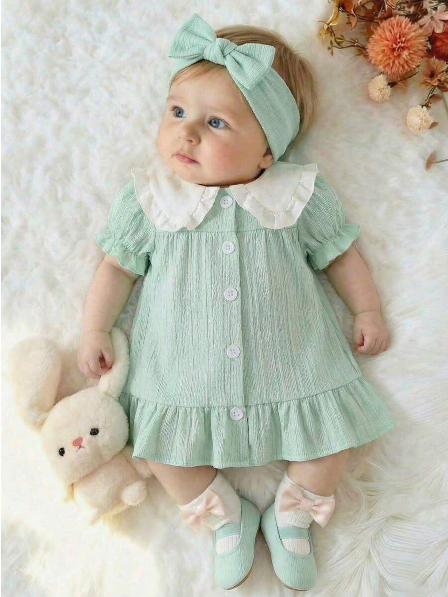 Baby Embroidered Puff Sleeve Dress for Cute Summer Outings and Photoshoots