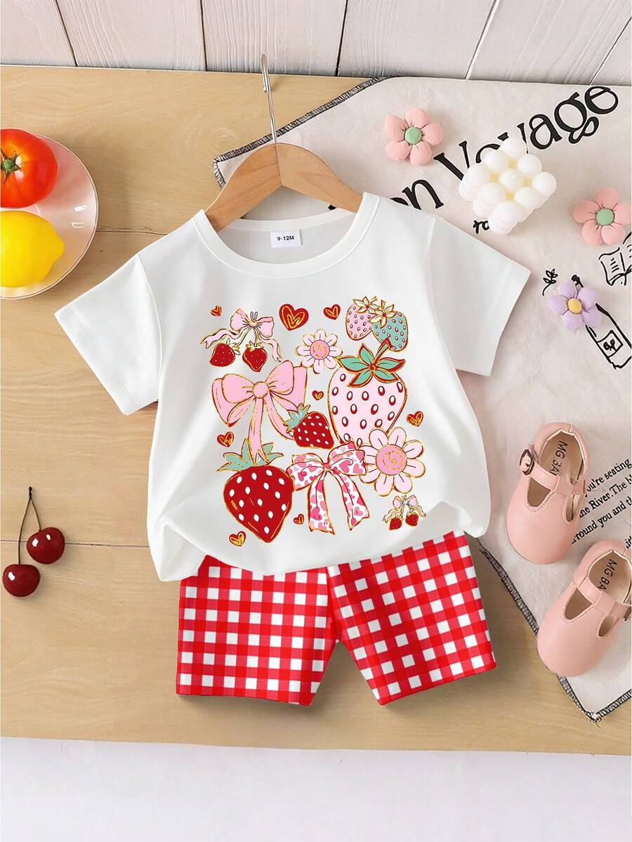Vacation Ready Floral Print Set For Baby Girls With Tee And Shorts