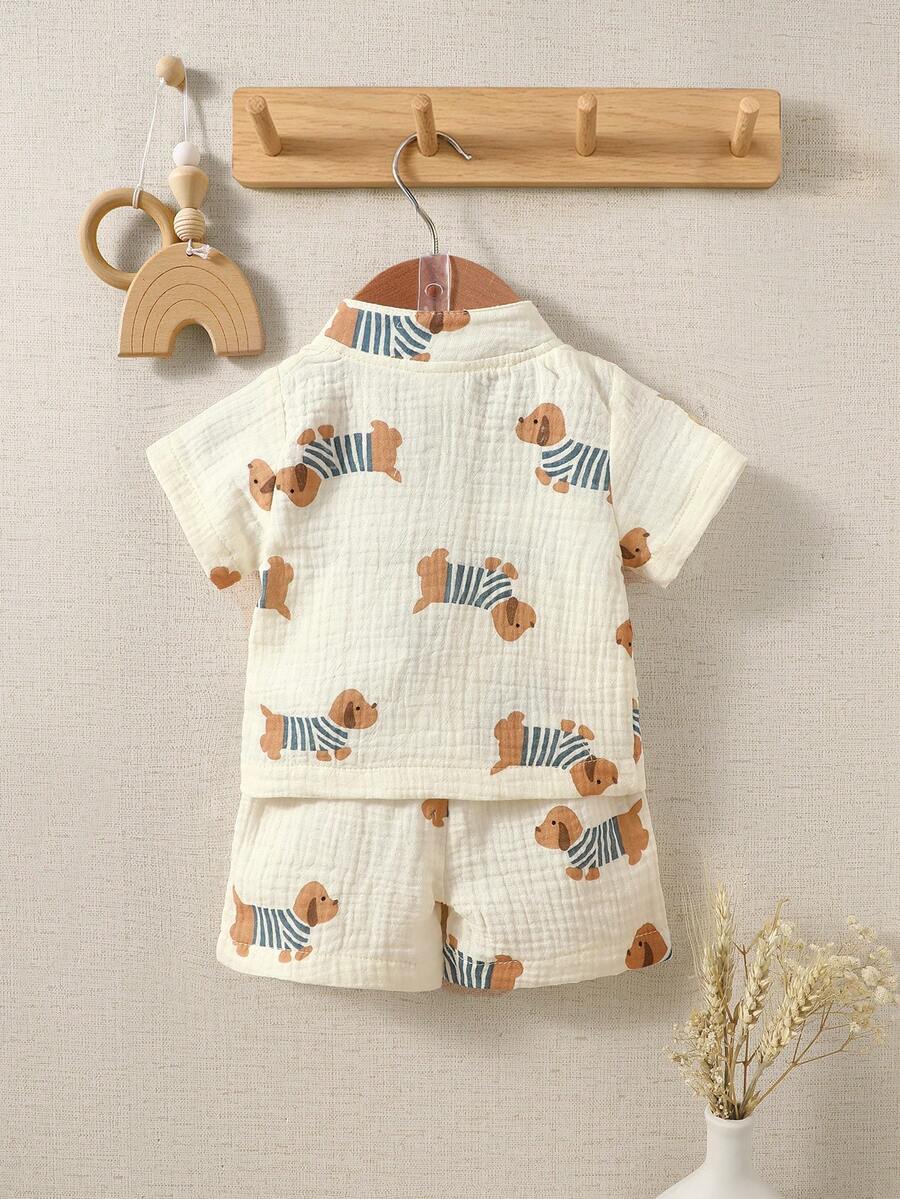 2PCS Baby Boy Gentleman Style Shirt and Shorts Set for Stylish Summer Daily Wear