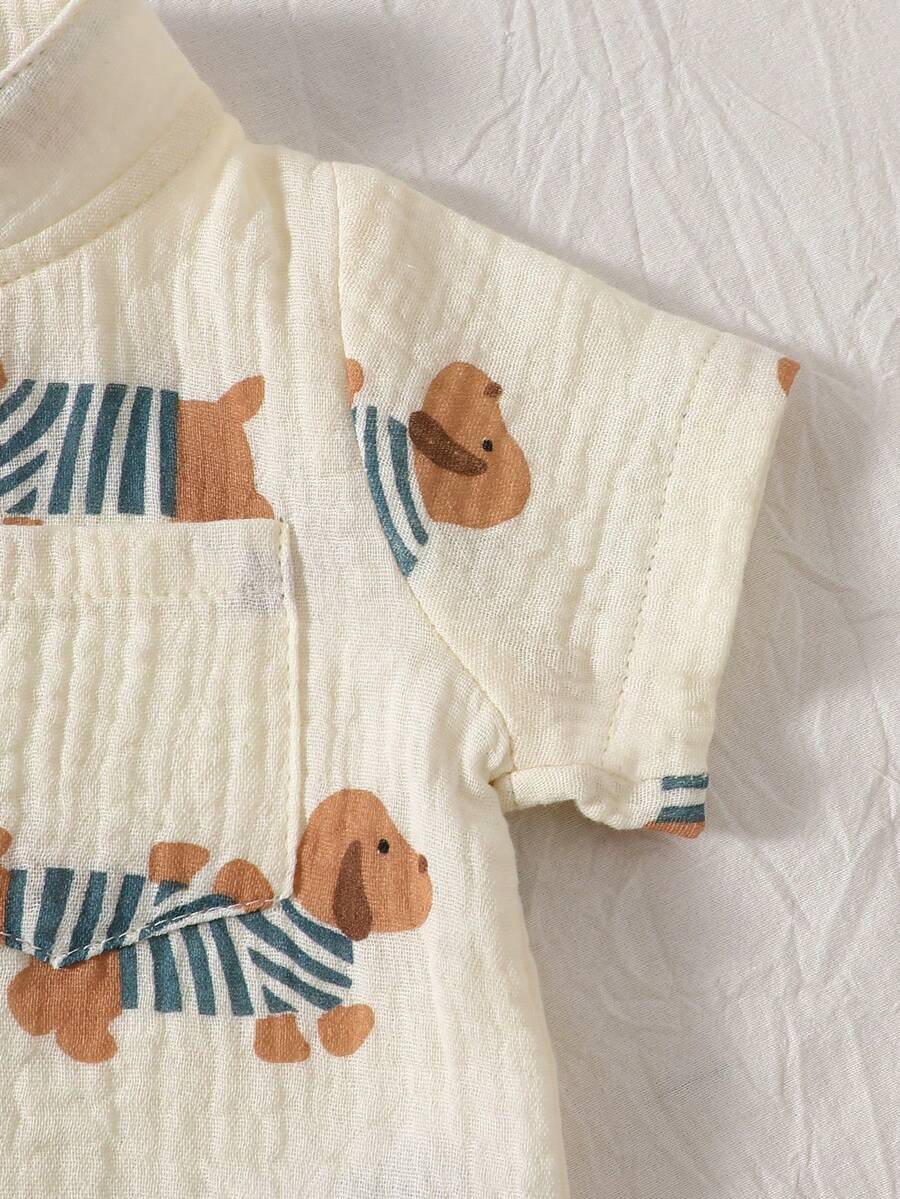 2PCS Baby Boy Gentleman Style Shirt and Shorts Set for Stylish Summer Daily Wear