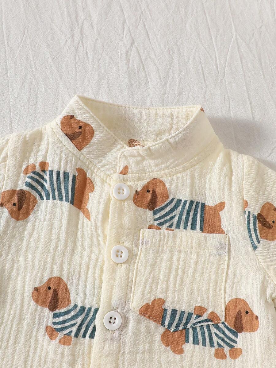 2PCS Baby Boy Gentleman Style Shirt and Shorts Set for Stylish Summer Daily Wear